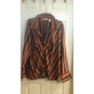 Quizz Women's Blouse, plus Size 24, Striped Top, Hook Eye Closure, Fall Colors